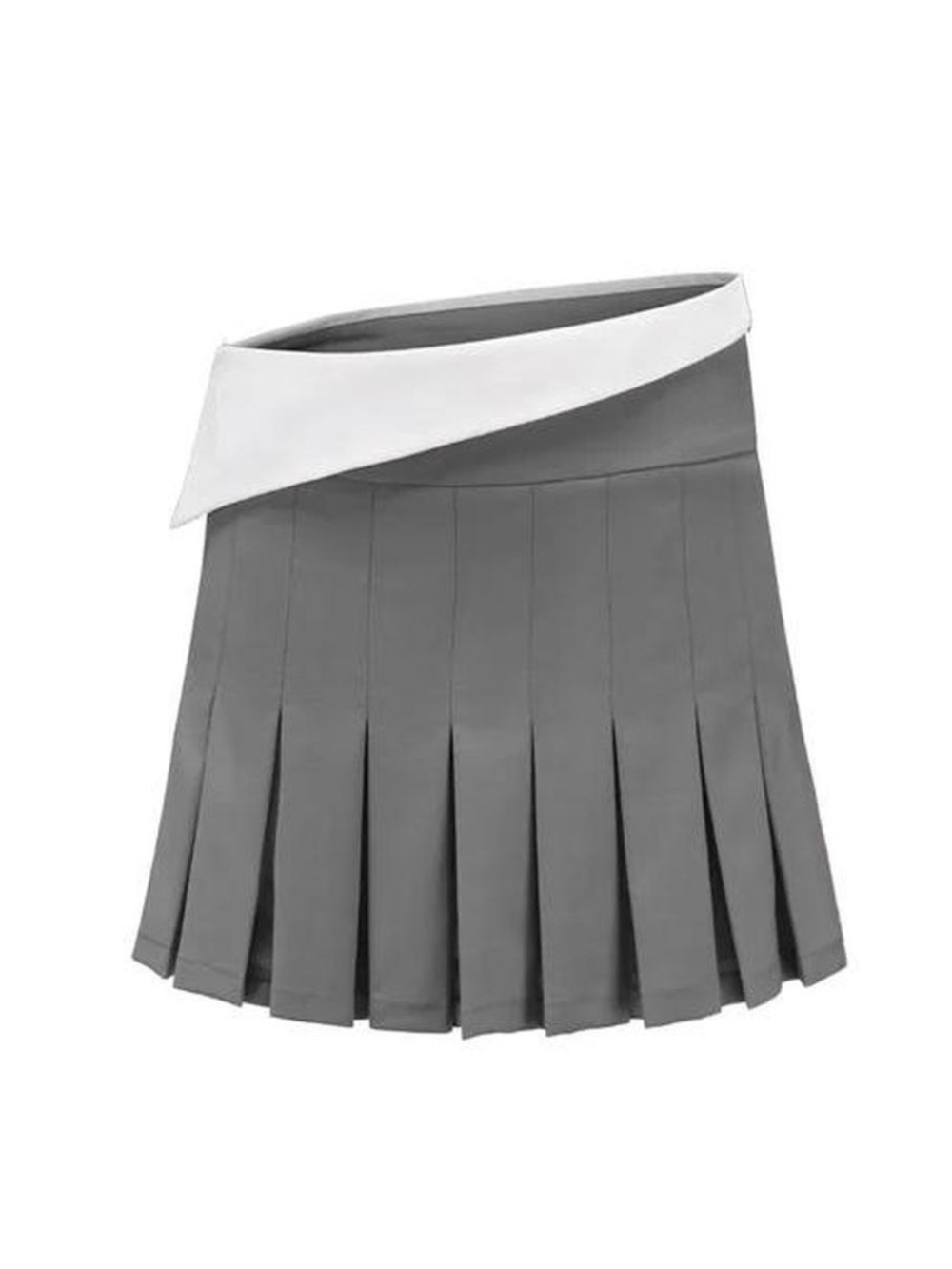 Nana Jacqueline Gray Pleated Mini Skirt with White Asymmetric Waistband